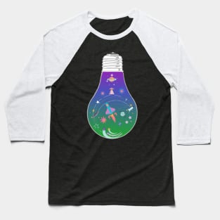 Galaxy space rocket planet light bulb - Kawaii Baseball T-Shirt